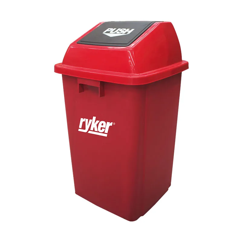 RYKER TRASH BIN XDL-60B-6 RED PLASTIC SWING SQUARE